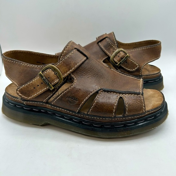 RARE DR MARTENS Sandals Mens SZ 10 
Brown Leather Fisherman Chunky 
ENGLAND Y2K - Picture 9 of 16